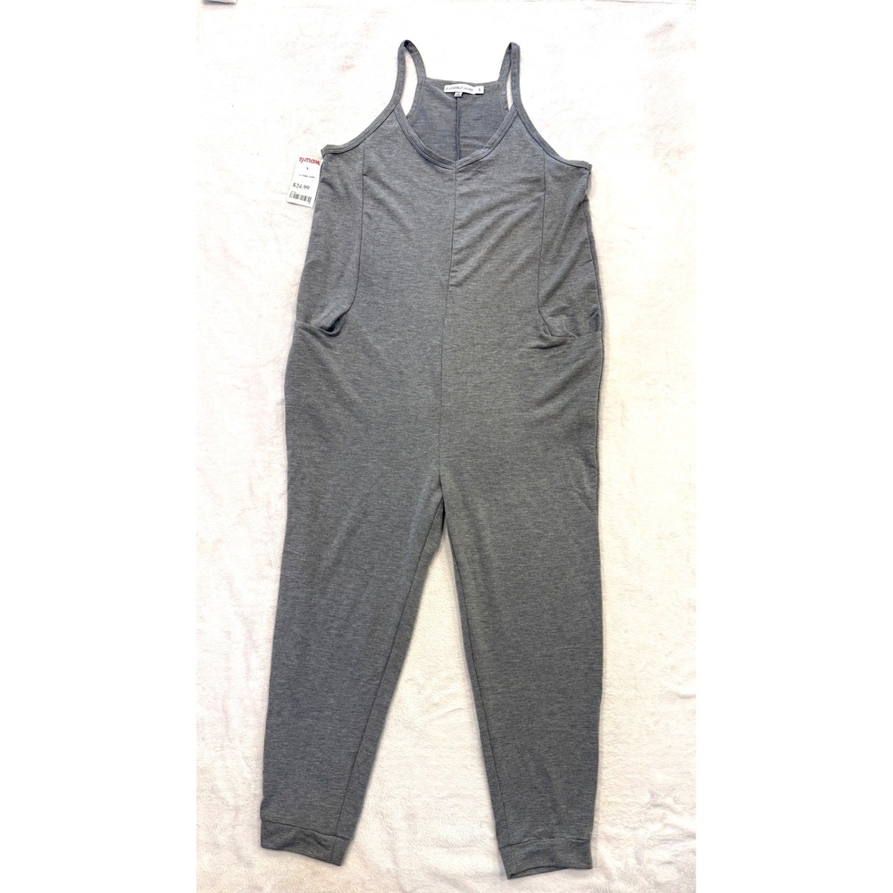 Sincerely Jules Womens Heather Grey Knit Jumpsuit Sleeveless Pockets JA0058504 S
